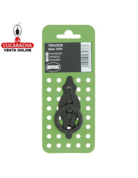 BLISTER TIRADOR VERTICAL ANILLA CON PLACA MARTILLEADA PUERTAS RUSTICO ACERO 80X28MM MODELO 1001.