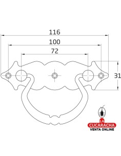 BLISTER TIRADOR ACERO HORIZONTAL CON ANILLA Y PLACA LISA PUERTAS RUSTICO MODELO 1003.