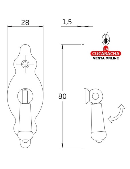 BLISTER TIRADOR VERTICAL CON ANILLA PLACA MARTILLEADA PUERTAS RUSTICO ACERO MODELO 1005.