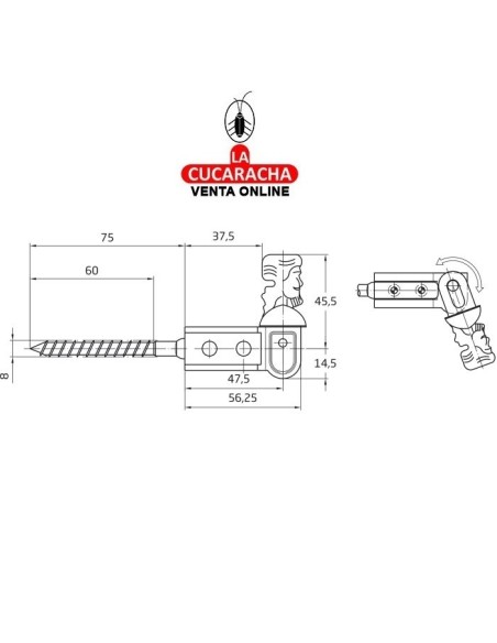 BLISTER RETENEDOR RUSTICO CONTRAVENTANA ACERO-ZAMAC MODELO 3.