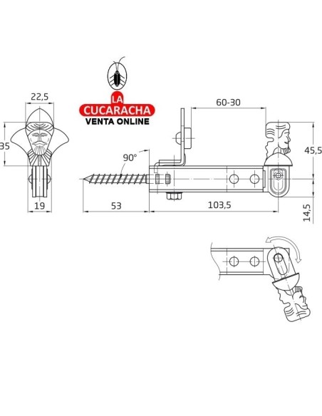BLISTER RETENEDOR RUSTICO CONTRAVENTANA ACERO-ZAMAC MODELO 6.