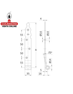 BLISTER GOZNE GOTICO RUSTICO ACERO MONTAJE PERNIO O MEDIA BISAGRA 9120 MODELO 7010.