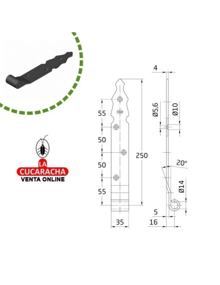 BLISTER GOZNE GOTICO RUSTICO ACERO MONTAJE PERNIO O MEDIA BISAGRA 9120 MODELO 7010.