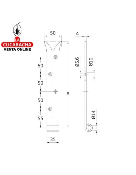 BLISTER GOZNE GOTICO RUSTICO ACERO MONTAJE PERNIO O MEDIA BISAGRA 9120 MODELO 7020.