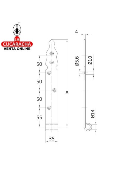 BLISTER GOZNE GOTICO RUSTICO ACERO MONTAJE PERNIO O MEDIA BISAGRA 9120 MODELO 7030.