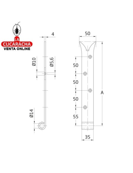 GOZNE GOTICO RUSTICO ACERO MONTAJE PERNIO O MEDIA BISAGRA 9120 MODELO 7040.