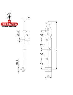 GOZNE GOTICO RUSTICO ACERO MONTAJE PERNIO O MEDIA BISAGRA 9120 MODELO 7050.