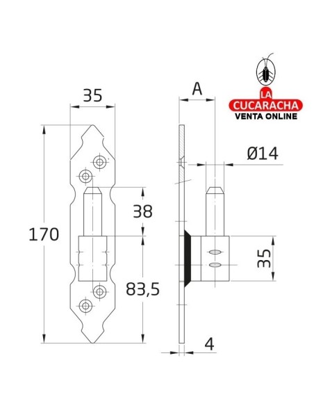 BLISTER PERNIO GOTICO RUSTICO ACERO MONTAJE GOZNES 7000 A 7050 MODELO 8030.