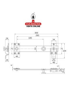 PASADOR BLOQUEO INTERIOR RUSTICO ACERO NEGRO CONTRAVENTANAS MADERA MODELO 8600.