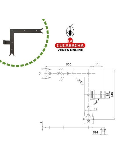 GOZNE ESCUADRA GOTICO RUSTICO ACERO MONTAJE PERNIO 4600 A 5100 MODELO 4000.