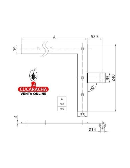 GOZNE ESCUADRA GOTICO RUSTICO ACERO MONTAJE PERNIO 4600 A 5100 MODELO 4100.