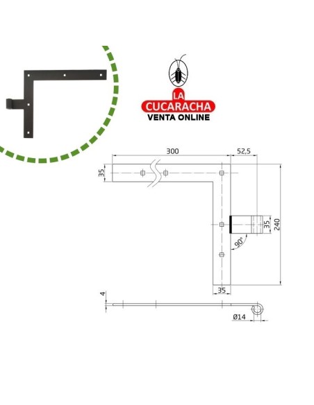 GOZNE ESCUADRA GOTICO RUSTICO ACERO MONTAJE PERNIO 4600 A 5100 MODELO 4100.