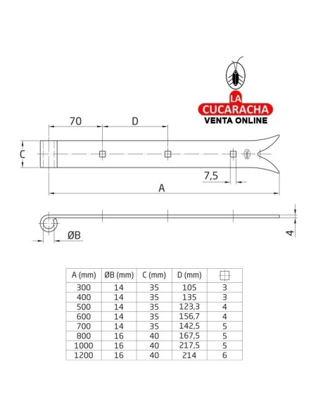 GOZNE GOTICO RUSTICO ACERO MONTAJE PERNIO 4600 A 5100 MODELO 4200.