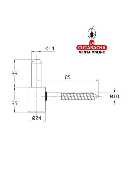 PERNIO RUSTICO ROSCADO A MURO ACERO MONTAJE GOZNES 4000 A 4500 MODELO 4700.
