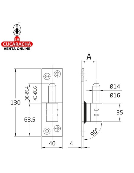 PERNIO SIMPLE RUSTICO ACERO MONTAJE GOZNES 4000 A 4500 MODELO 4900.