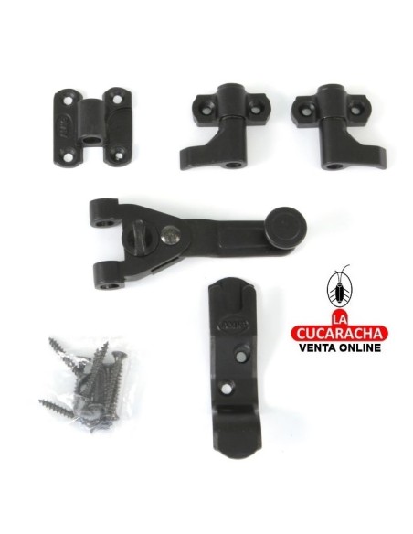 CONJUNTO HERRAJES RUSTICO CIERRE CONTRAVENTANA 2 HOJAS 60MM MODELO 2905.