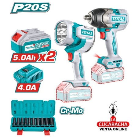 LOTE LLAVE DE IMPACTO + FOCO A BATERÍA MODELO TOSLI241181E.