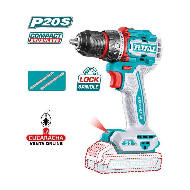 Taladro atornillador brushless a batería 20V Modelo TDLI205581.