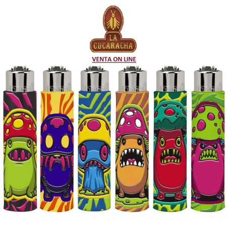 ENCENDEDOR CLIPPER FUNDA SILICONA-EXPOSITOR 30- «MONSTER MUSHROOMS».