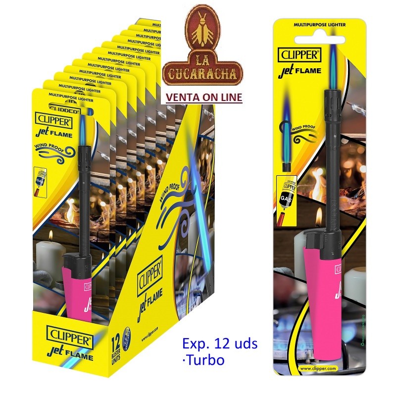 ENCENDEDOR CLIPPER JET FLAME TURBO-EXPOSITOR 12- «TUBE PLUS JET SHINY BRANDED».