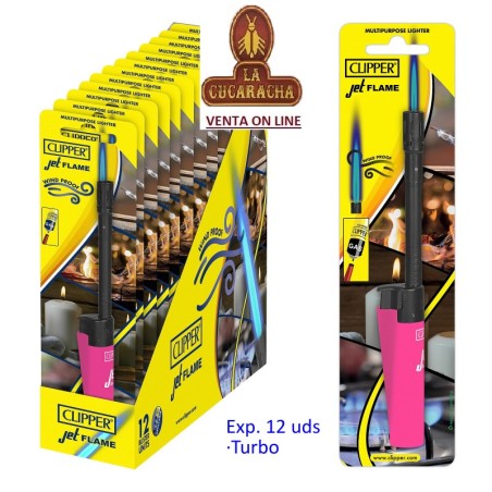 ENCENDEDOR CLIPPER JET FLAME TURBO-EXPOSITOR 12- «TUBE PLUS JET SHINY BRANDED».