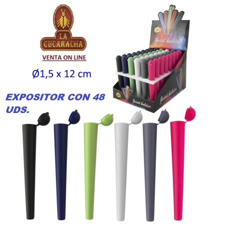Expositor con 48 pureras guarda puros plastico colores surtidos para 1 cigarros.