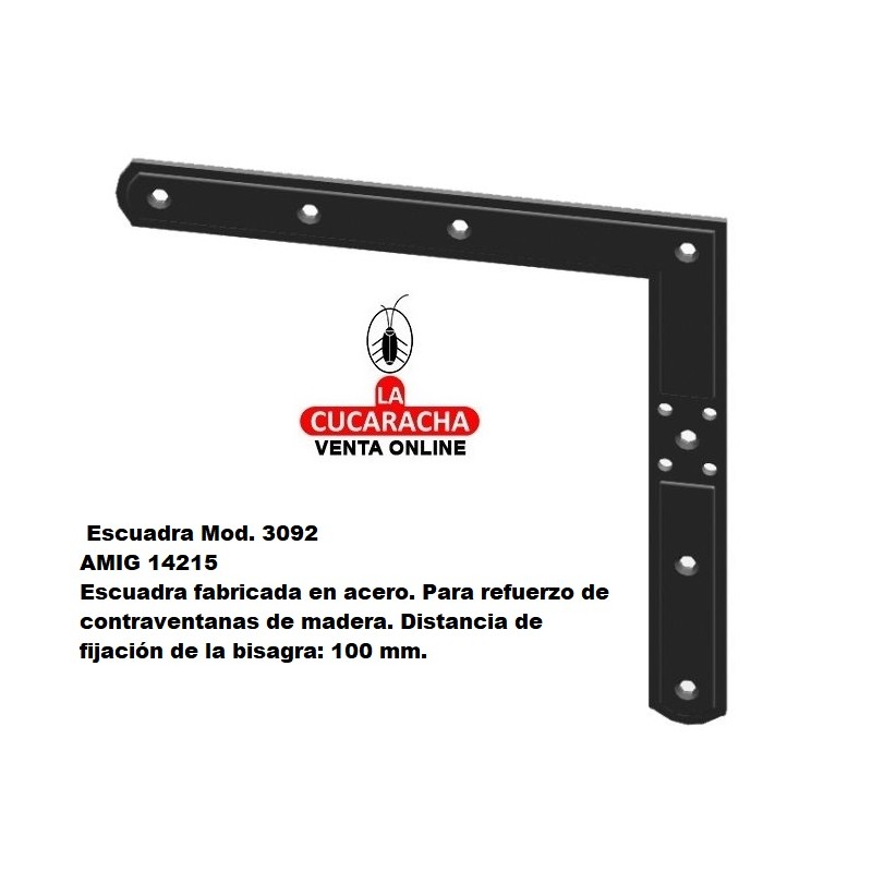 ESCUADRA RUSTICA ACERO REFUERZO CONTRAVENTANAS MADERA MODELO 3092.