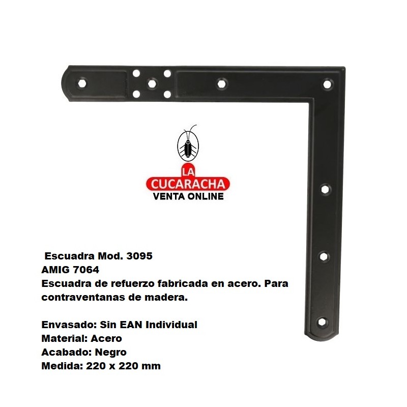 ESCUADRA RUSTICA ACERO REFUERZO CONTRAVENTANAS MADERA MODELO 3095.