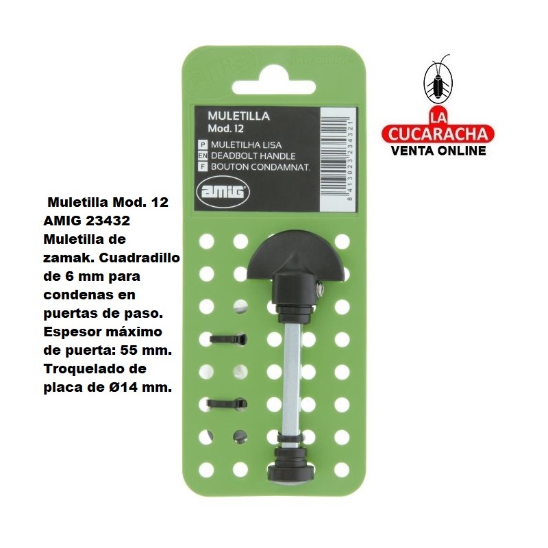 MULETILLA ZAMAK PUERTAS PASO CON CUADRADILLO 6MM CONDENAS MODELO 12.