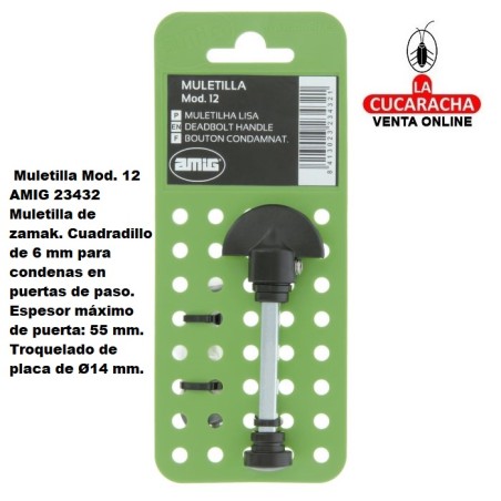 MULETILLA ZAMAK PUERTAS PASO CON CUADRADILLO 6MM CONDENAS MODELO 12.