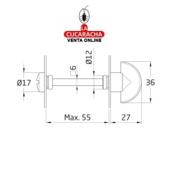 MULETILLA ZAMAK PUERTAS PASO CON CUADRADILLO 6MM CONDENAS MODELO 12.