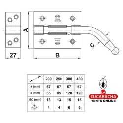 PASADOR ACERO INOXIDABLE DE SOBREPONER MODELO 320.