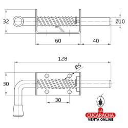 PASADOR ACERO INOX DE SOBREPONER MUELLE CIERRE MODELO 476.