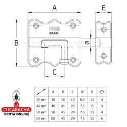 PASADOR ACERO BICROMATADO DE SOBREPONER MODELO 284 NIZA.