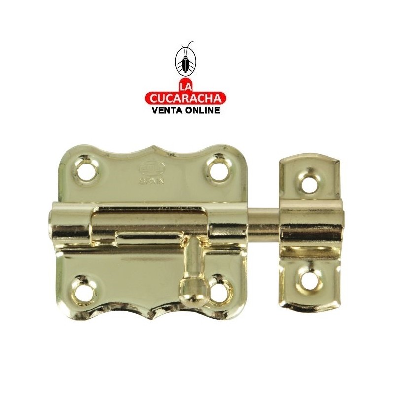 PASADOR ACERO LATONADO BARNIZADO DE SOBREPONER MODELO 384.