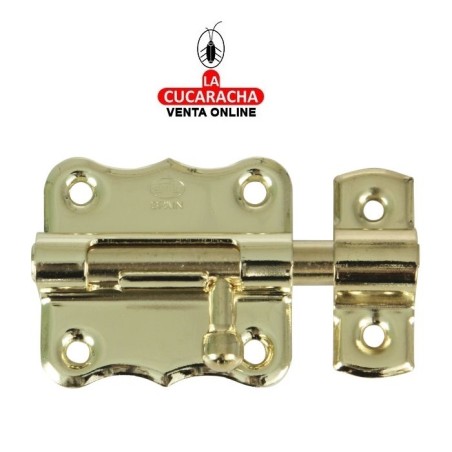 PASADOR ACERO LATONADO BARNIZADO DE SOBREPONER MODELO 384.