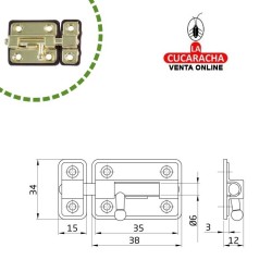 PASADOR ZAMAK DE SOBREPONER BASE PLASTICO MODELO 383.
