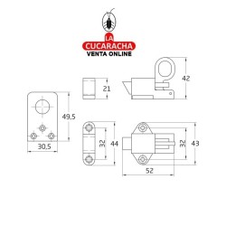 PASADOR ZAMAK DE SOBREPONER BASCULANTE MODELO 950.