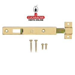 PASADOR ACERO REFORZADO DE SOBREPONER LATONADO BARNIZADO MODELO 375.