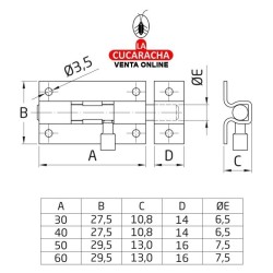 PASADOR ACERO DE SOBREPONER SEGURIDAD MODELO 390.