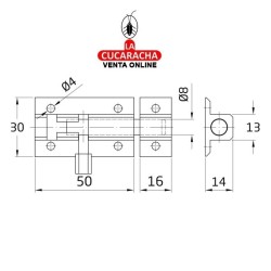 PASADOR ALUMINIO DE SOBREPONER COLOR BLANCO MODELO 500.