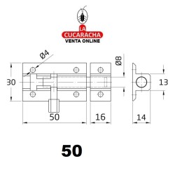 PASADOR ALUMINIO DE SOBREPONER ORO MODELO 500.