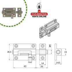 PASADOR LATON DE SOBREPONER CROMADO MATE MODELO 700.