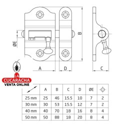 PASADOR LATON DE SOBREPONER CUERO MODELO 720.