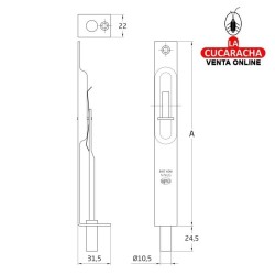 PASADOR ACERO INOX DE EMBUTIR MATE MODELO 402.