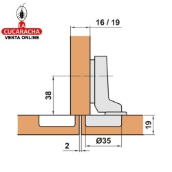 BISAGRA DE CAZOLETA ACERO ACODADA 35MM PESTILLO APERTURA RAPIDA MODELO 4100.
