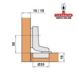 BISAGRA DE CAZOLETA ACERO SUPERACODADA 35MM PESTILLO APERTURA RAPIDA MODELO 4200.