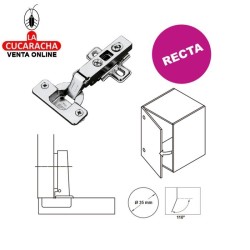 BISAGRA DE CAZOLETA HIDRAULICA ACERO RECTA 35MM PESTILLO APERTURA RAPIDA MODELO 5000.