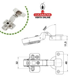 BISAGRA DE CAZOLETA HIDRAULICA ACERO ACODADA 35MM PESTILLO APERTURA RAPIDA MODELO 5100.