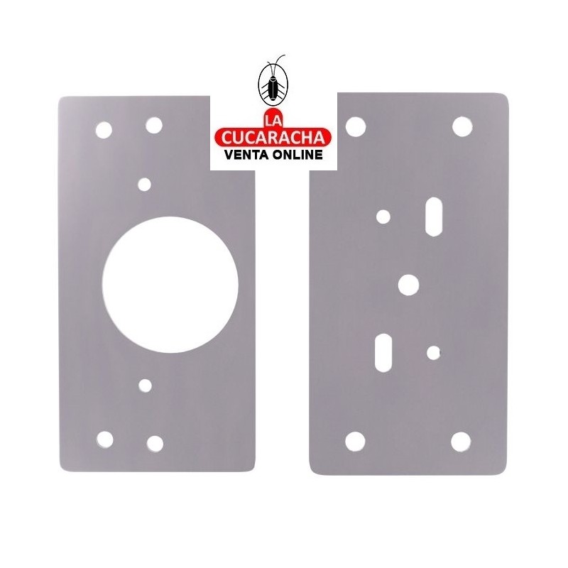 PLACA ACERO INOX FIJACION BISAGRAS CAZOLETA 90X45MM MODELO BC02.